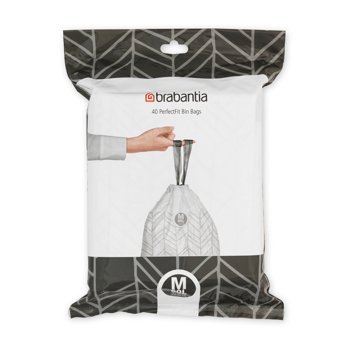 Brabantia PerfectFit avfallspåse 40st 60 liter | Skandinavisk Design | Pedalhinkar | Vit