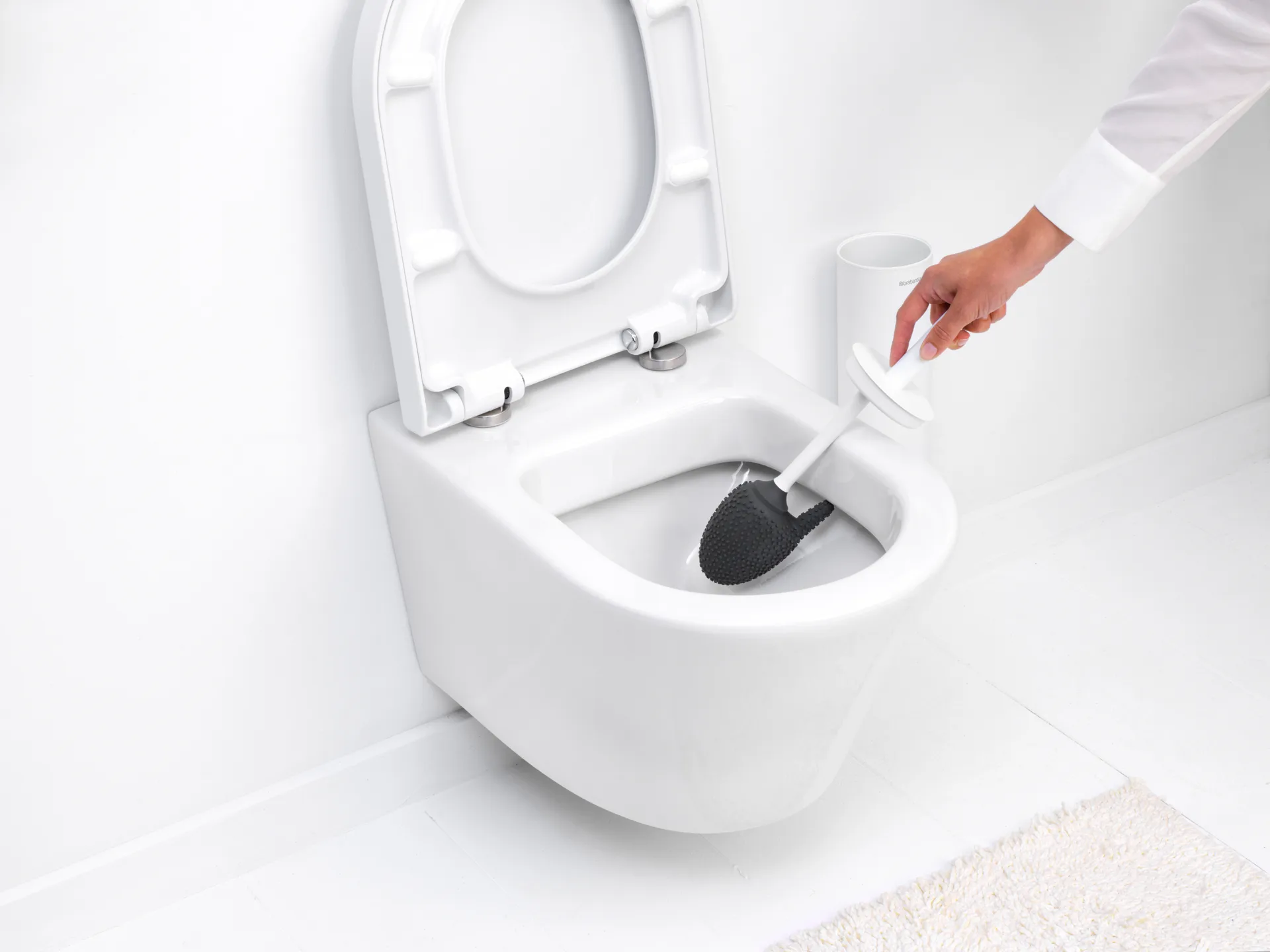 MindSet Toalettborste med Hållare, Mineral Fresh White, silikon Brabantia