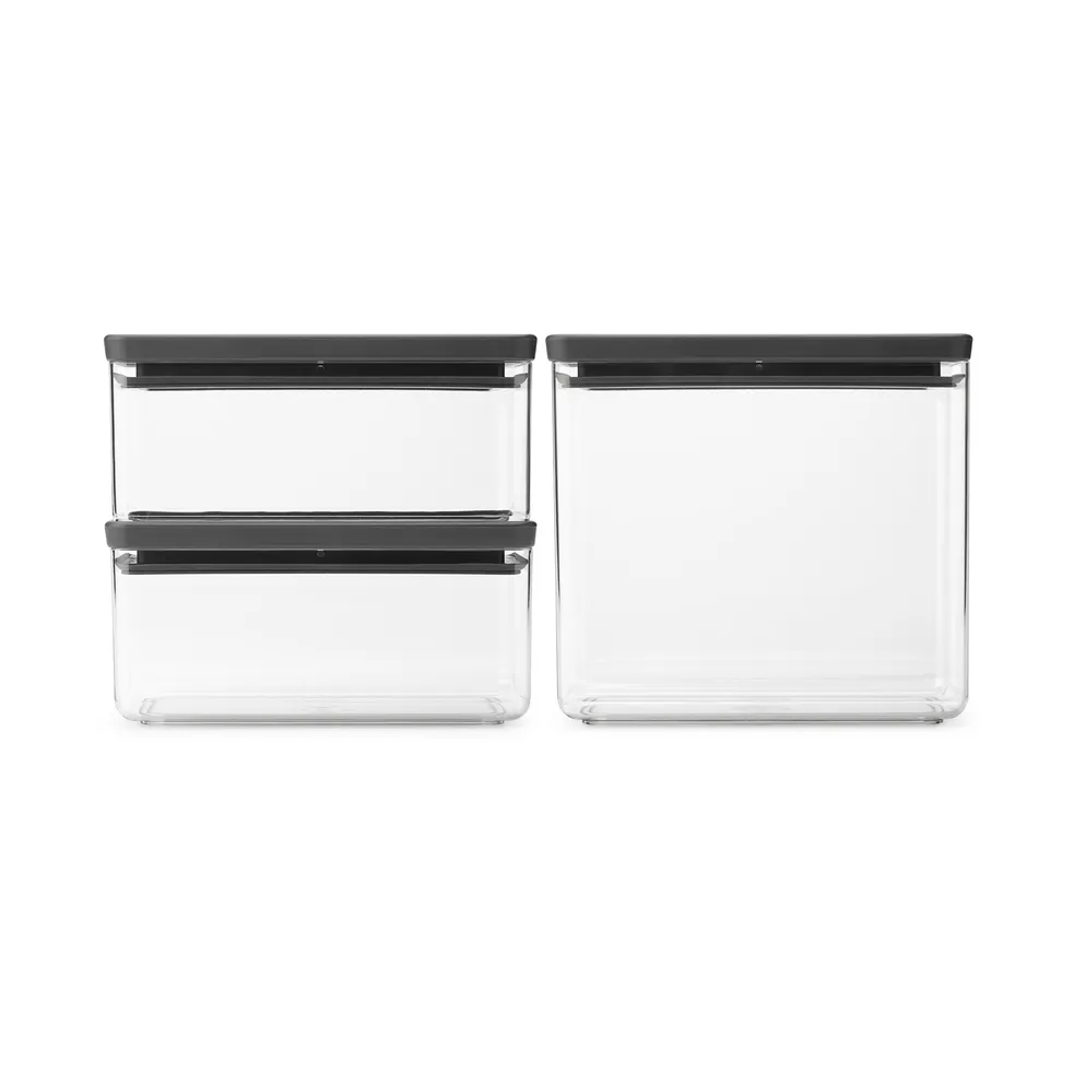 TASTY+ stapelbar burk 3 delar 2x1,5 L+3,5 L, Mörkgrå Brabantia