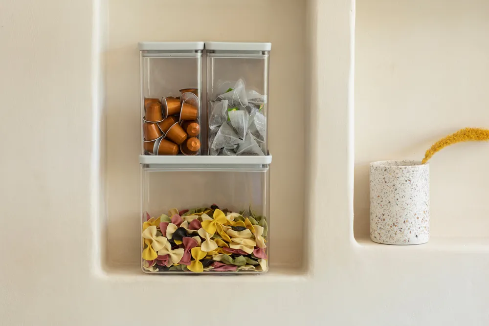 TASTY+ stapelbar burk 3 delar 2x1,6 L+3,5L, Ljusgrå Brabantia