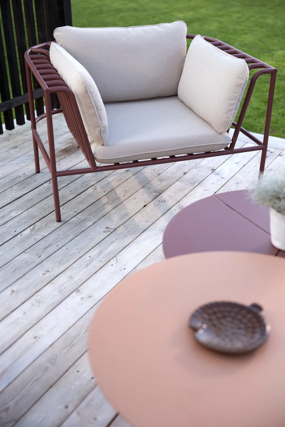 Collier fåtölj, Zin red-teddy beige Brafab