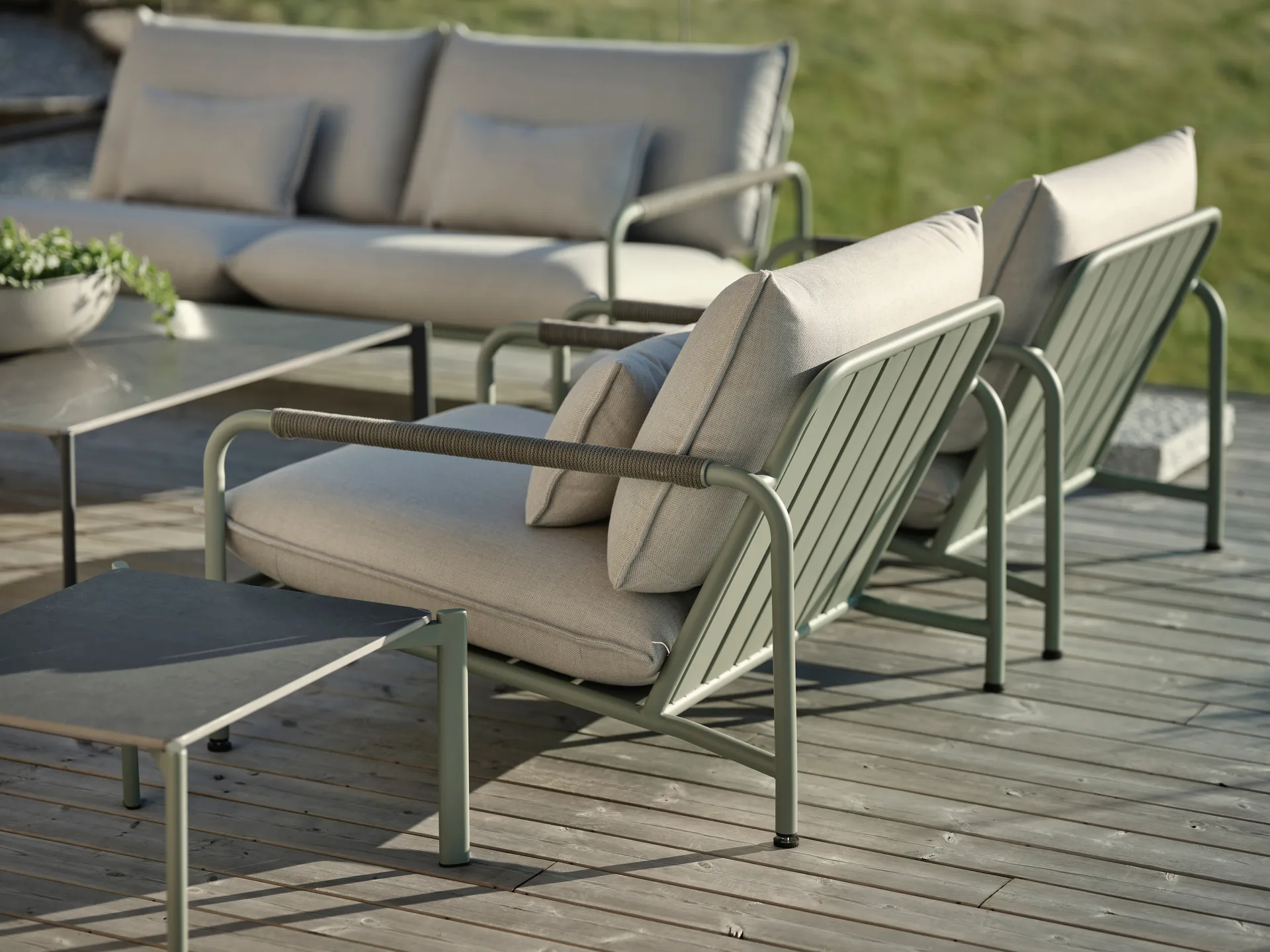 Lerberget loungefåtölj, Grön-ask Brafab