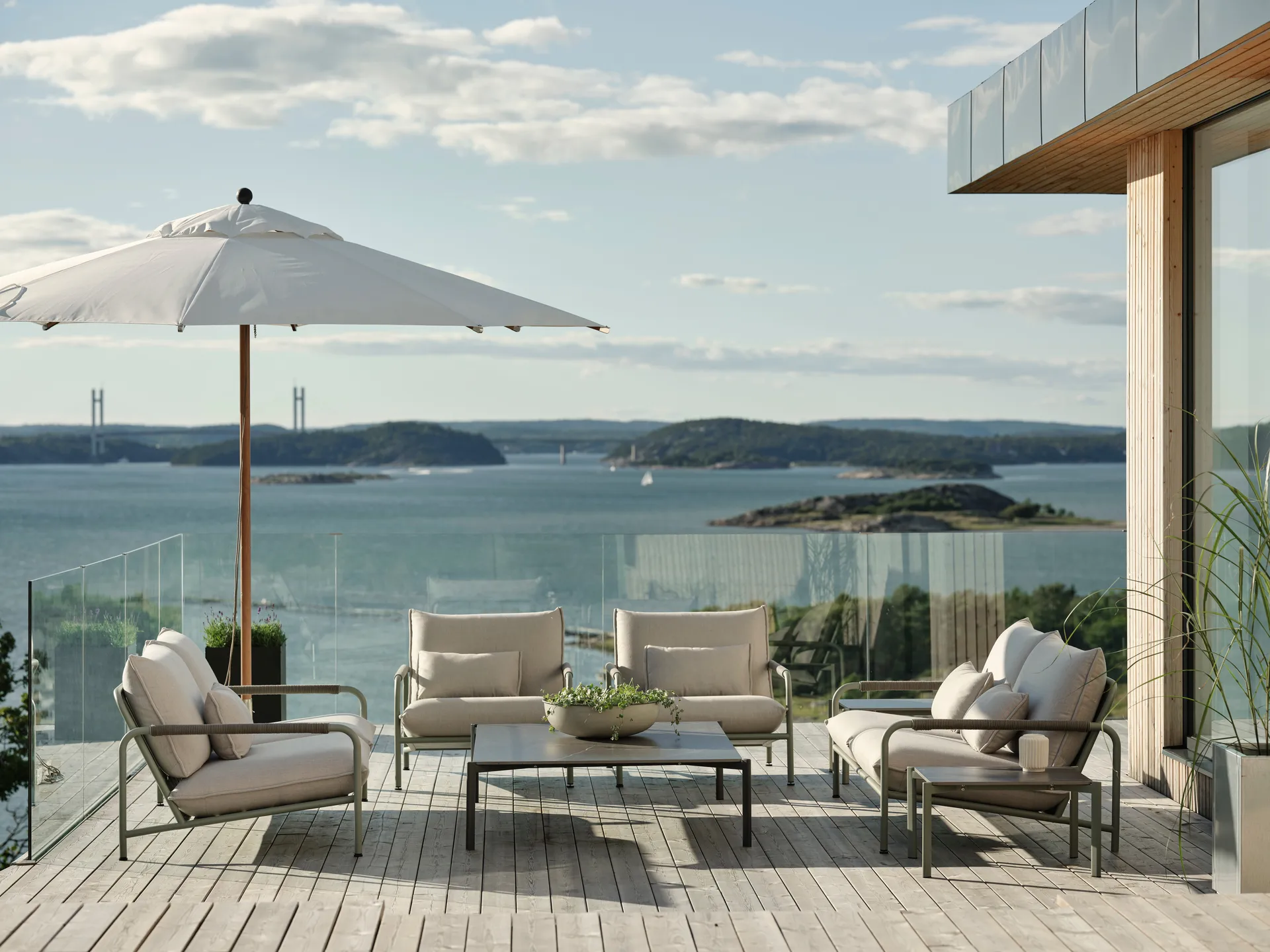 Paliano parasoll, Natur-vit 350 cm Brafab