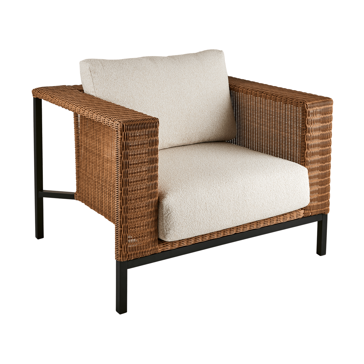 Brafab Shell loungefåtölj Teddy rice-svart | Skandinavisk Design | Trädgårdsfåtöljer | Svart