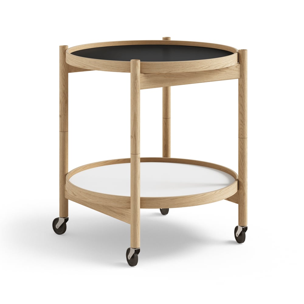 Brdr. Krüger Blling Tray Table model 50 rullbord base, oljat ekstativ