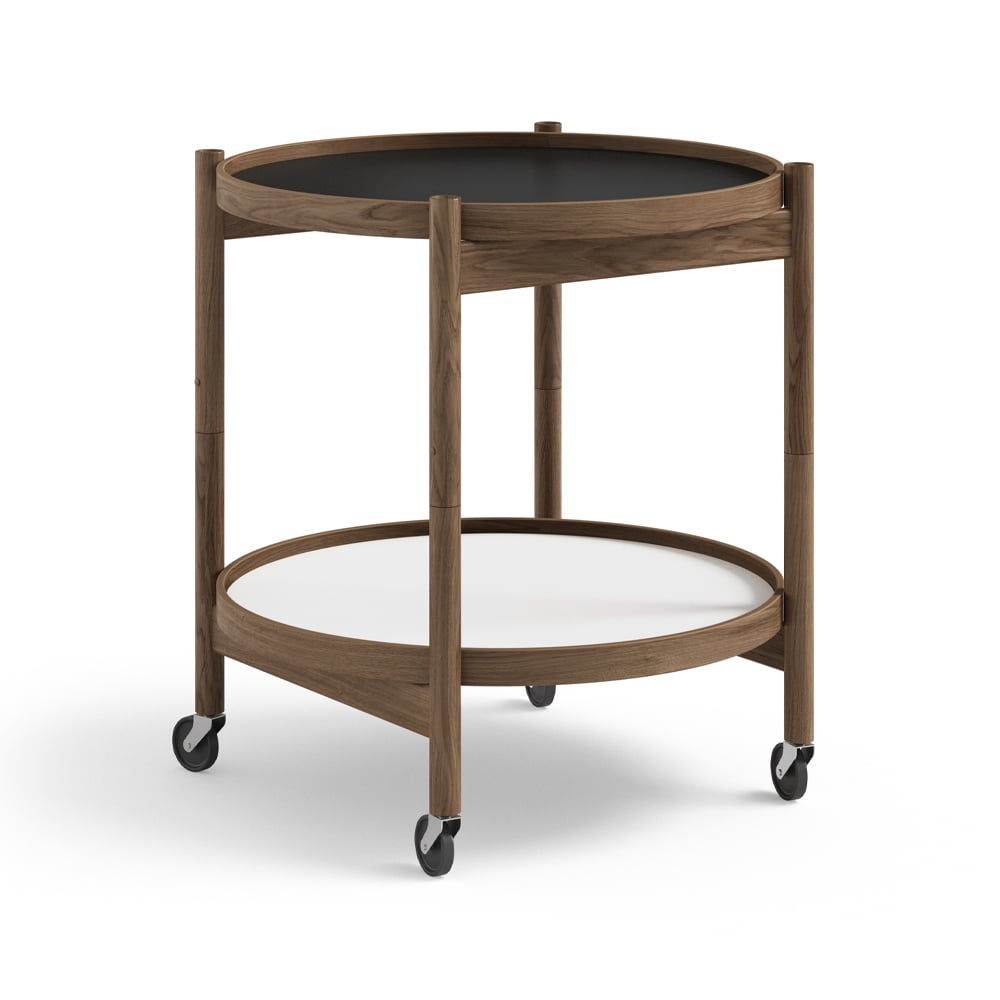 Brdr. Krüger Blling Tray Table model 50 rullbord base, rökoljat ekstativ