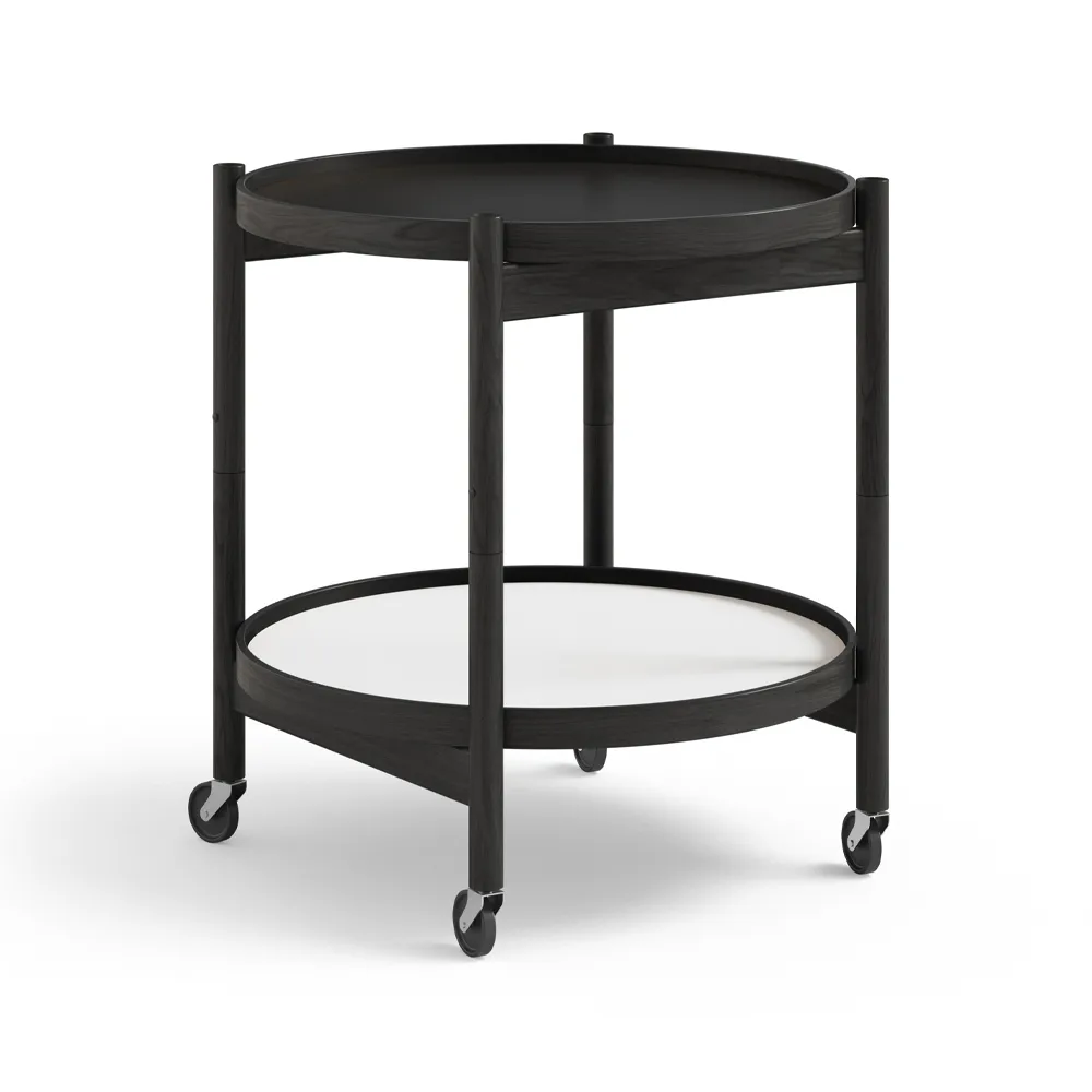 Brdr. Krüger Bølling Tray Table model 50 rullbord base, svartlackat ekstativ