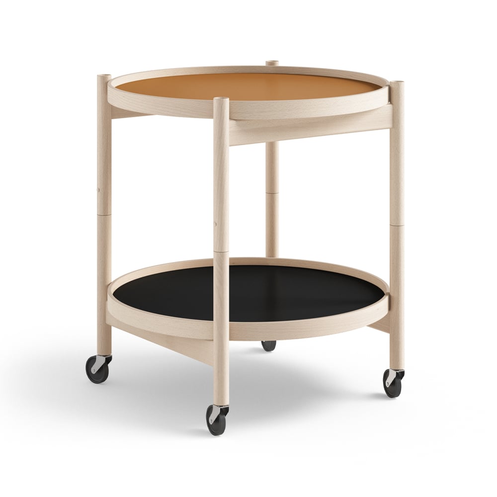 Brdr. Krüger Blling Tray Table model 50 rullbord clay, obehandlat bokstativ