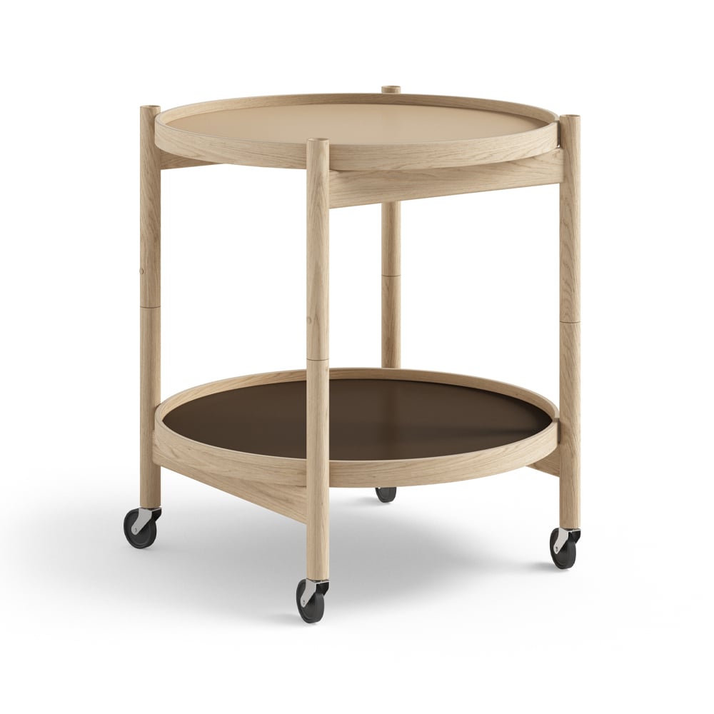 Brdr. Krüger Blling Tray Table model 50 rullbord earth, obehandlat ekstativ
