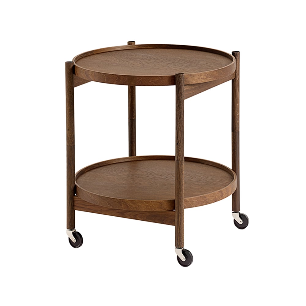 Brdr. Krüger Blling Tray Table model 50 rullbord ek rökt, rökt oljat ekstativ