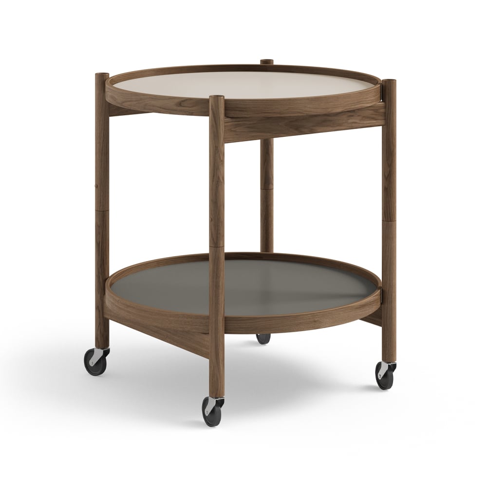 Brdr. Krüger Blling Tray Table model 50 rullbord stone, rökoljat ekstativ
