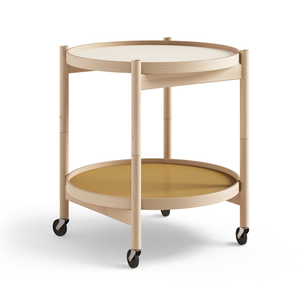 Brdr. Krüger Blling Tray Table model 50 rullbord sunny, oljat bokstativ