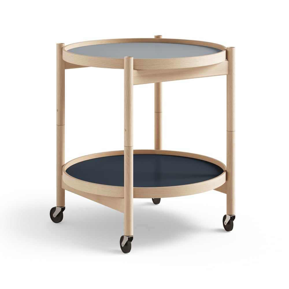 Brdr. Krüger Blling Tray Table model 50 rullbord water, oljat bokstativ