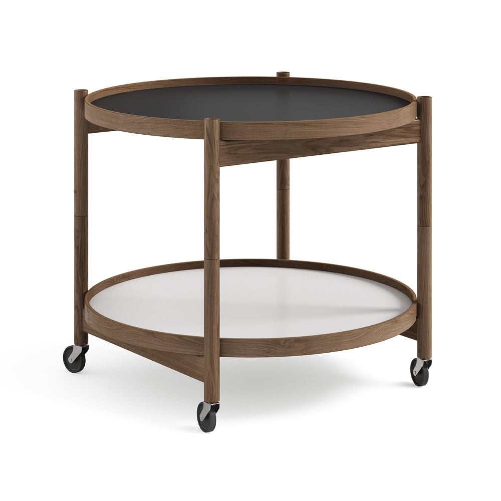 Brdr. Krüger Blling Tray Table model 60 rullbord base, rökoljad ekstativ