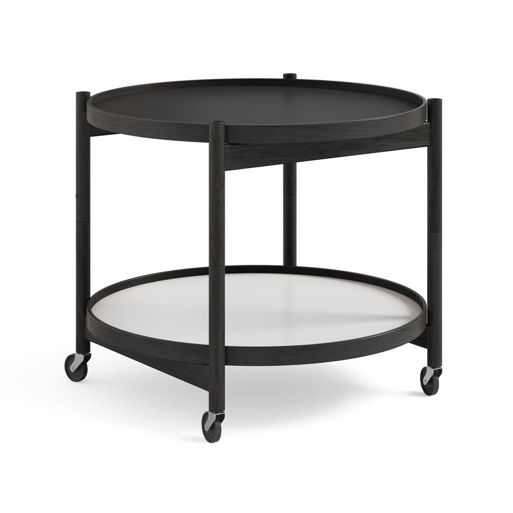 Brdr. Krüger Blling Tray Table model 60 rullbord base, svartlackat ekstativ