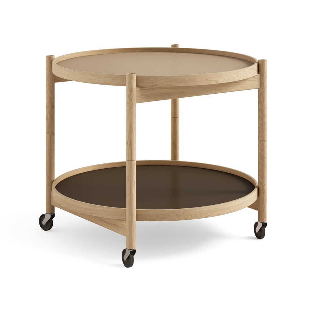 Brdr. Krüger Blling Tray Table model 60 rullbord earth, oljat ekstativ