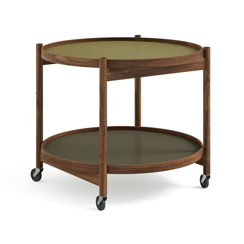 Brdr. Krüger Blling Tray Table model 60 rullbord leaf, oljat valnötsstativ