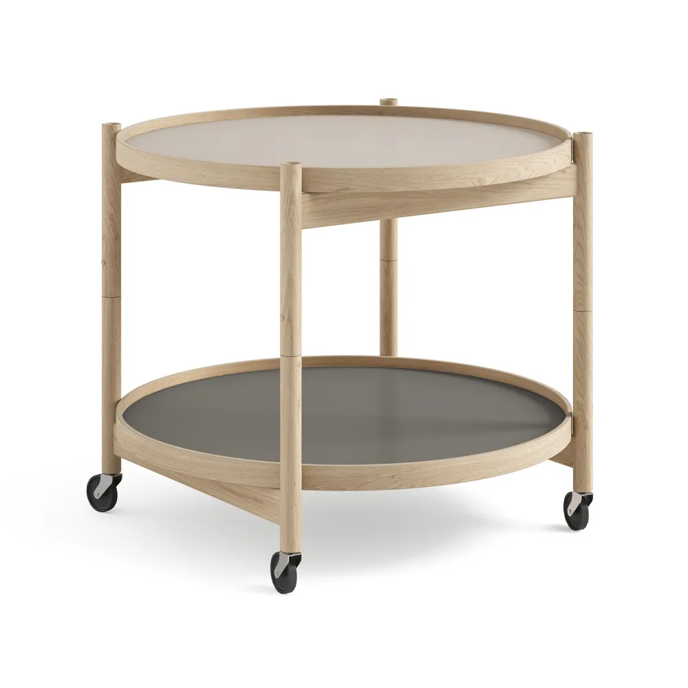 Bølling Tray Table model 60 rullbord, stone, obehandlat ekstativ Brdr. Krüger
