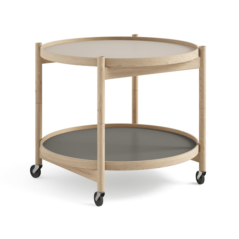 Brdr. Krüger Blling Tray Table model 60 rullbord stone, obehandlat ekstativ