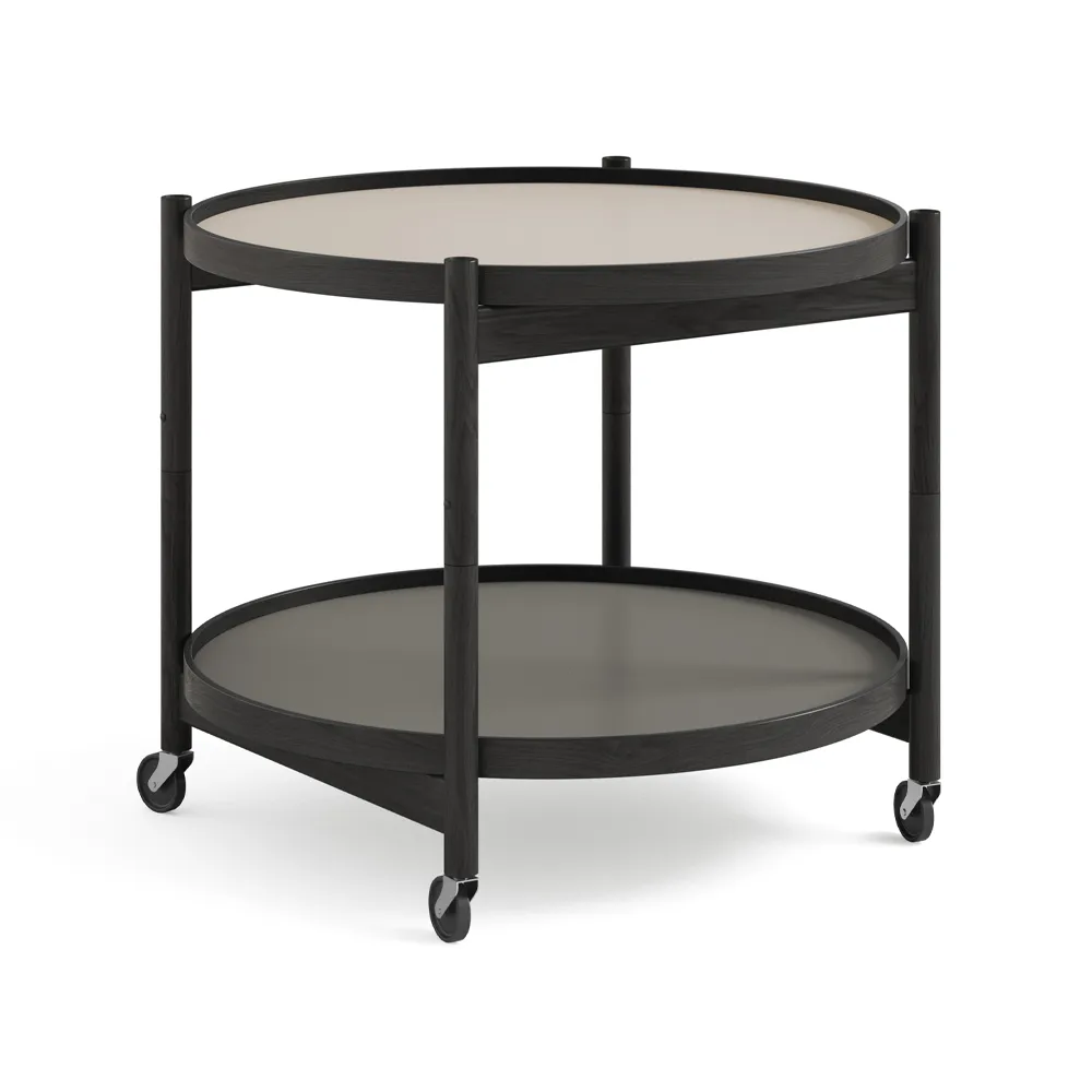 Bølling Tray Table model 60 rullbord, stone, svartlackat ekstativ Brdr. Krüger