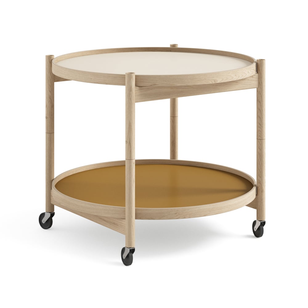 Brdr. Krüger Blling Tray Table model 60 rullbord sunny, obehandlat ekstativ