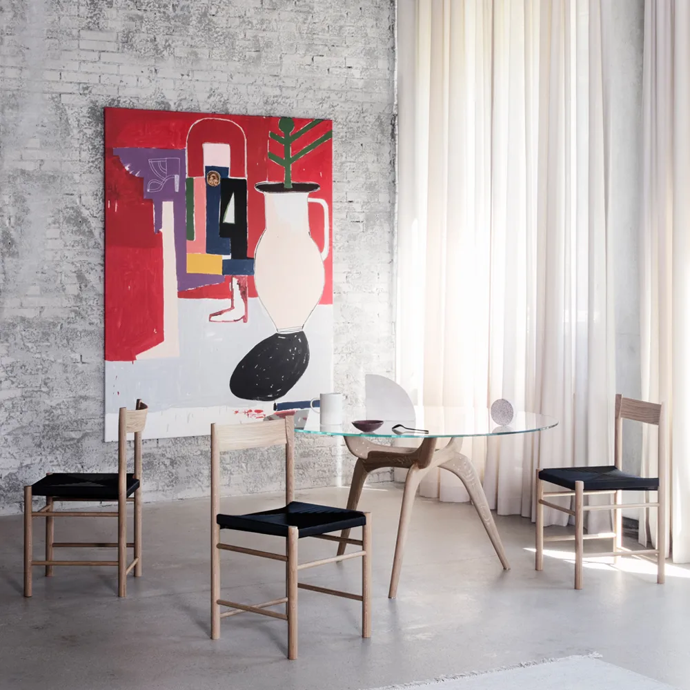 F-Stol stol, svart ask, svart snörsits Brdr. Krüger