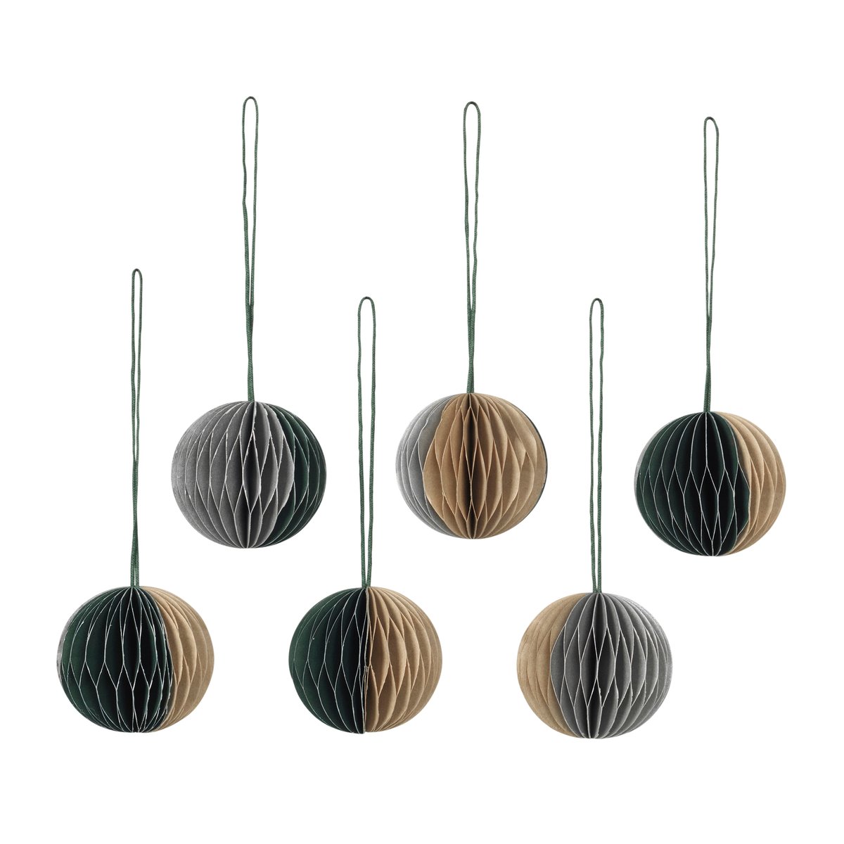Broste Copenhagen Ball julkula honeycomb 5 cm 6 delar Multi/green
