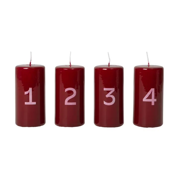 Broste adventsljus - Burgundy-White, 4 delar - Broste Copenhagen
