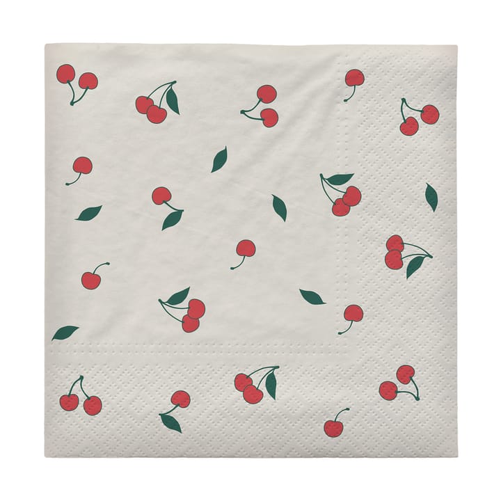 Cherry servetter 33x33 cm 20-pack - Off white-red - Broste Copenhagen