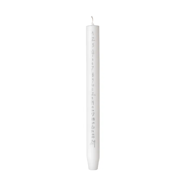 Handwritten kalenderljus - Pure White-Silver - Broste Copenhagen