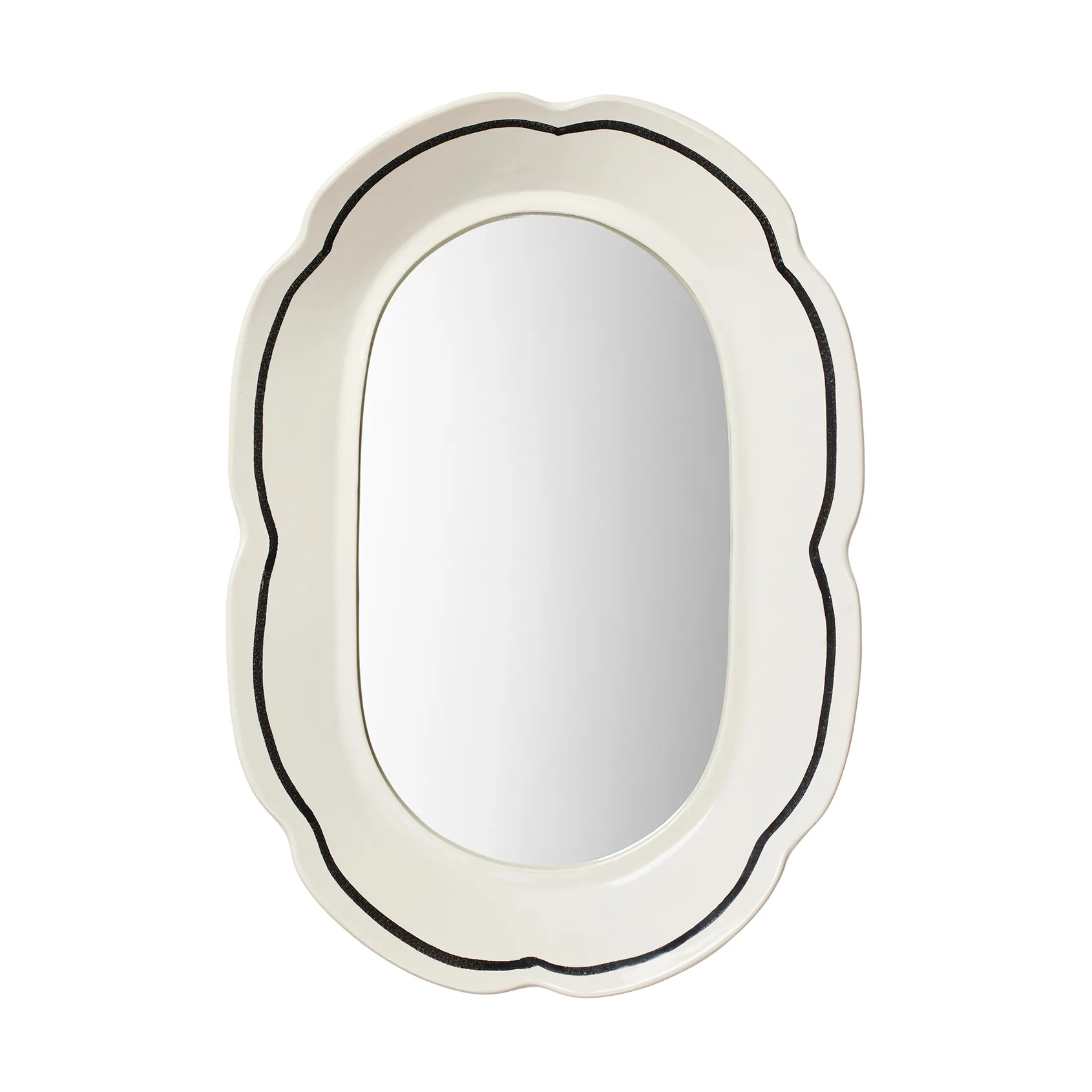 Hilma spegel 30x45 cm, Off white-black Broste Copenhagen