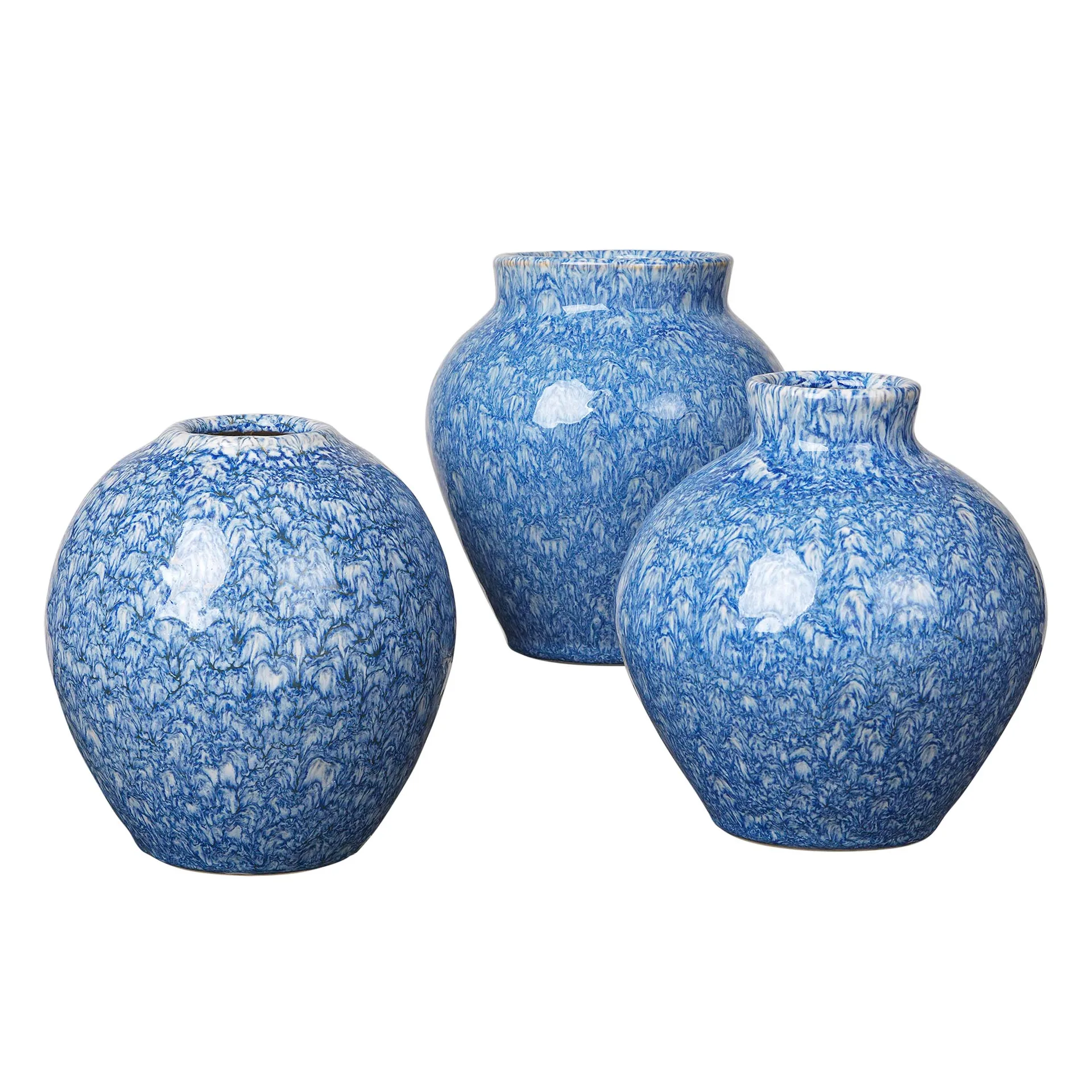 Ingrid keramikvas 14,5 cm 3-pack, Insignia blue-white Broste Copenhagen
