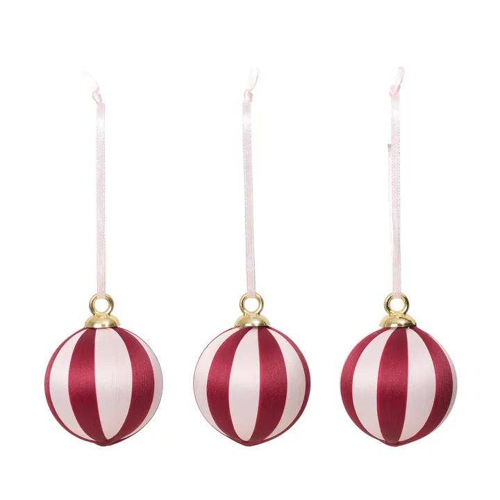 Joy julgranskula - Deep Red-Soft Pink, 3-pack - Broste Copenhagen