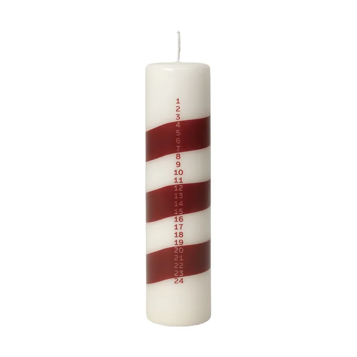 Linea kalenderljus - Off White-Burgundy - Broste Copenhagen