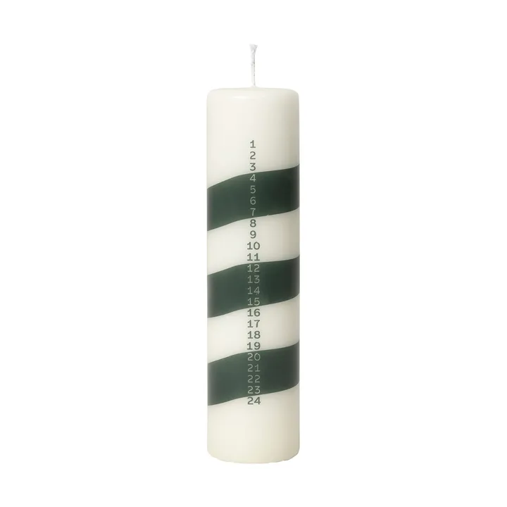 Linea kalenderljus - Off White-Dark Green - Broste Copenhagen