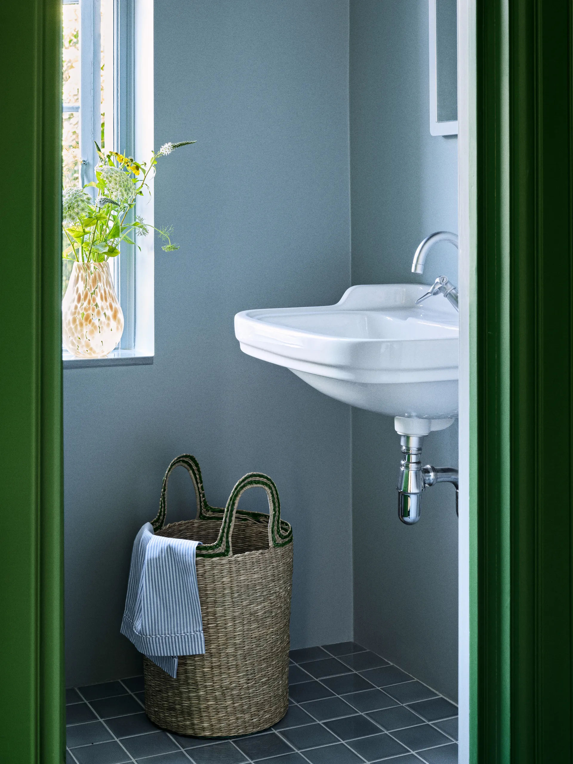 Lykke korg 3 delar, Natural-green Broste Copenhagen