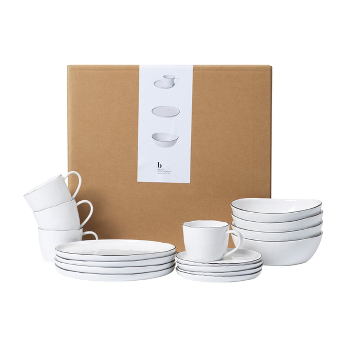 Broste Copenhagen Nordic Salt frukostset 16 delar | Skandinavisk Design | Serviser & Startset | Vit