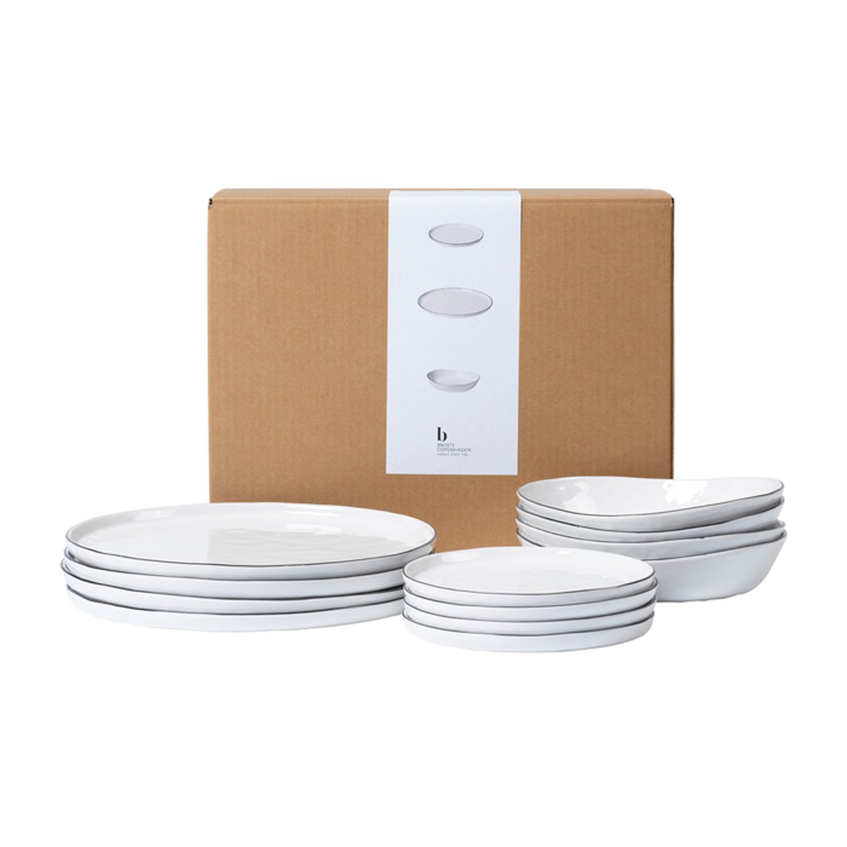 Broste Copenhagen Nordic Salt servisset 12 delar | Skandinavisk Design | Serviser & Startset | Vit