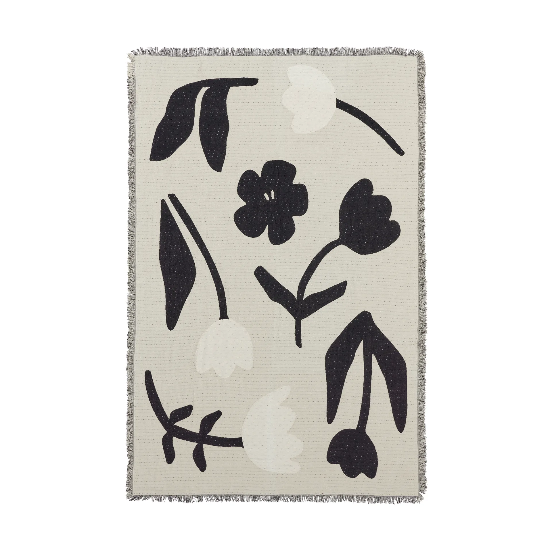 Rosita pläd 130x180 cm, Black-off white Broste Copenhagen