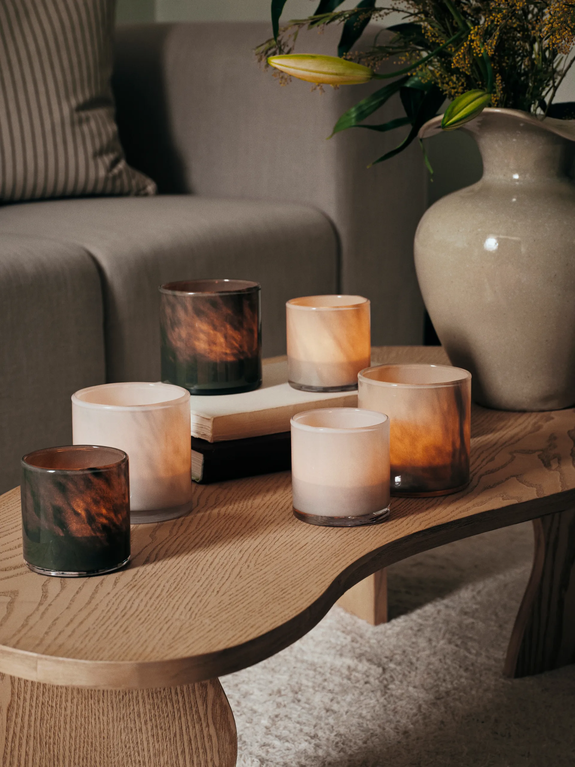 Solai hurricane ljuslykta, Dark Green, Ø8 cm Broste Copenhagen