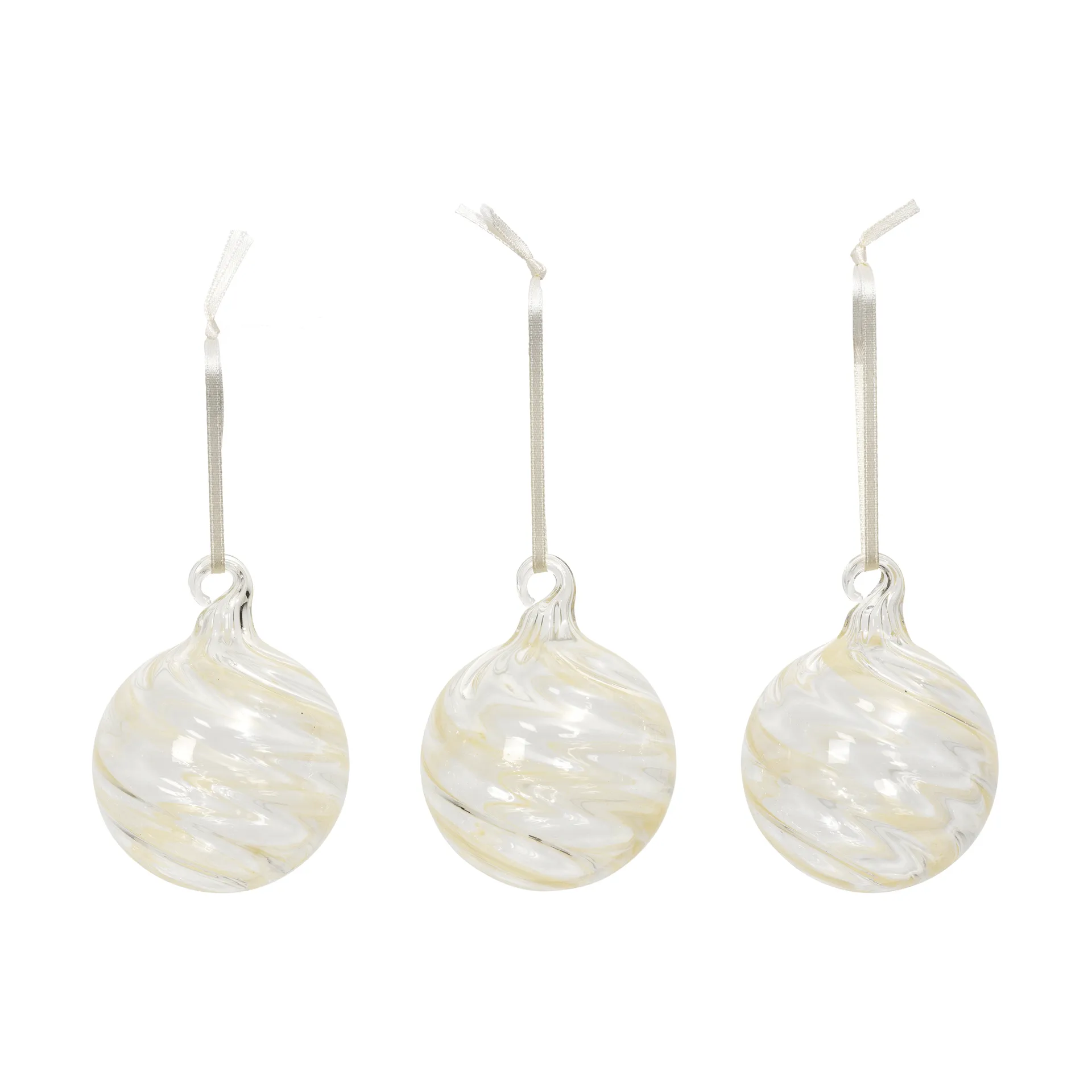 Swirl julgranskula, Off White-Clear, 3-pack Broste Copenhagen