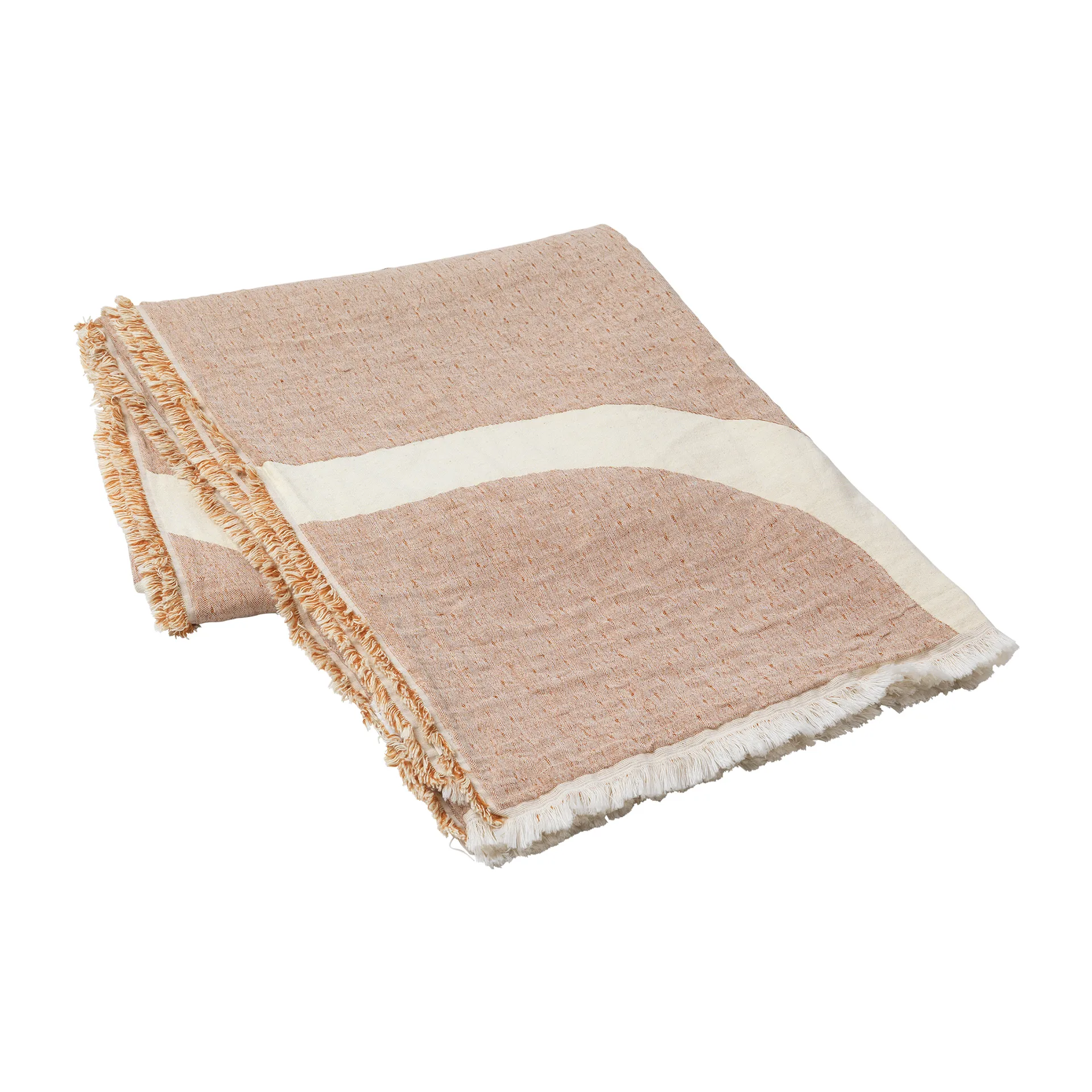 Tide pläd bomull-linne 130x180 cm, Caramel brown Broste Copenhagen