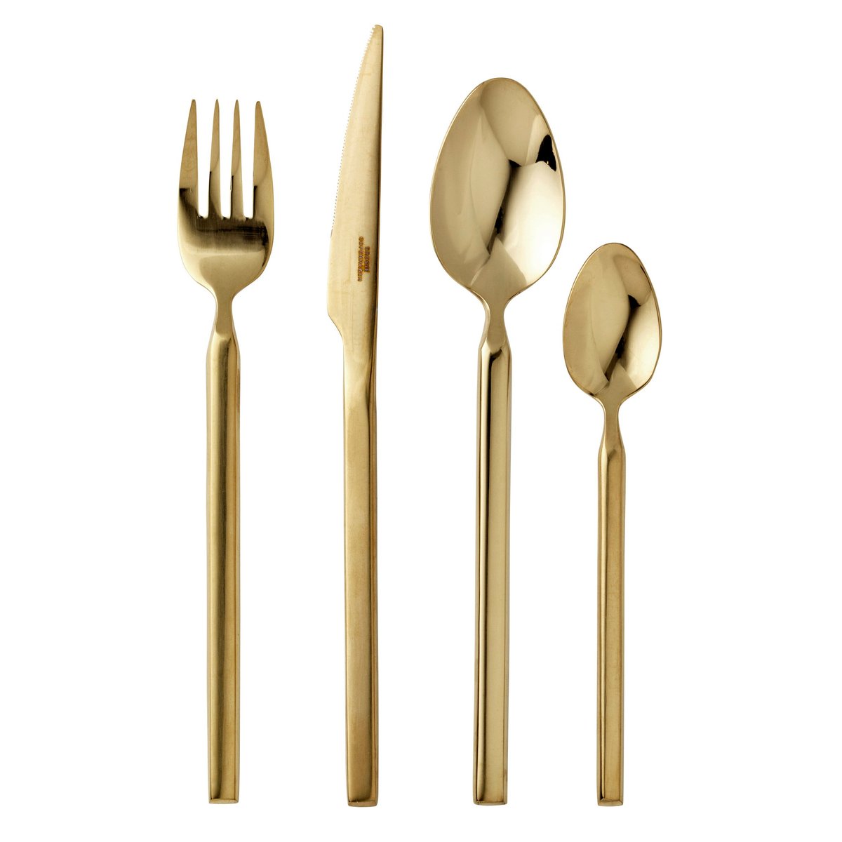 Broste Copenhagen Tvis bestickset 16 delar guld | Skandinavisk Design | Bestickset | Guldfärgad