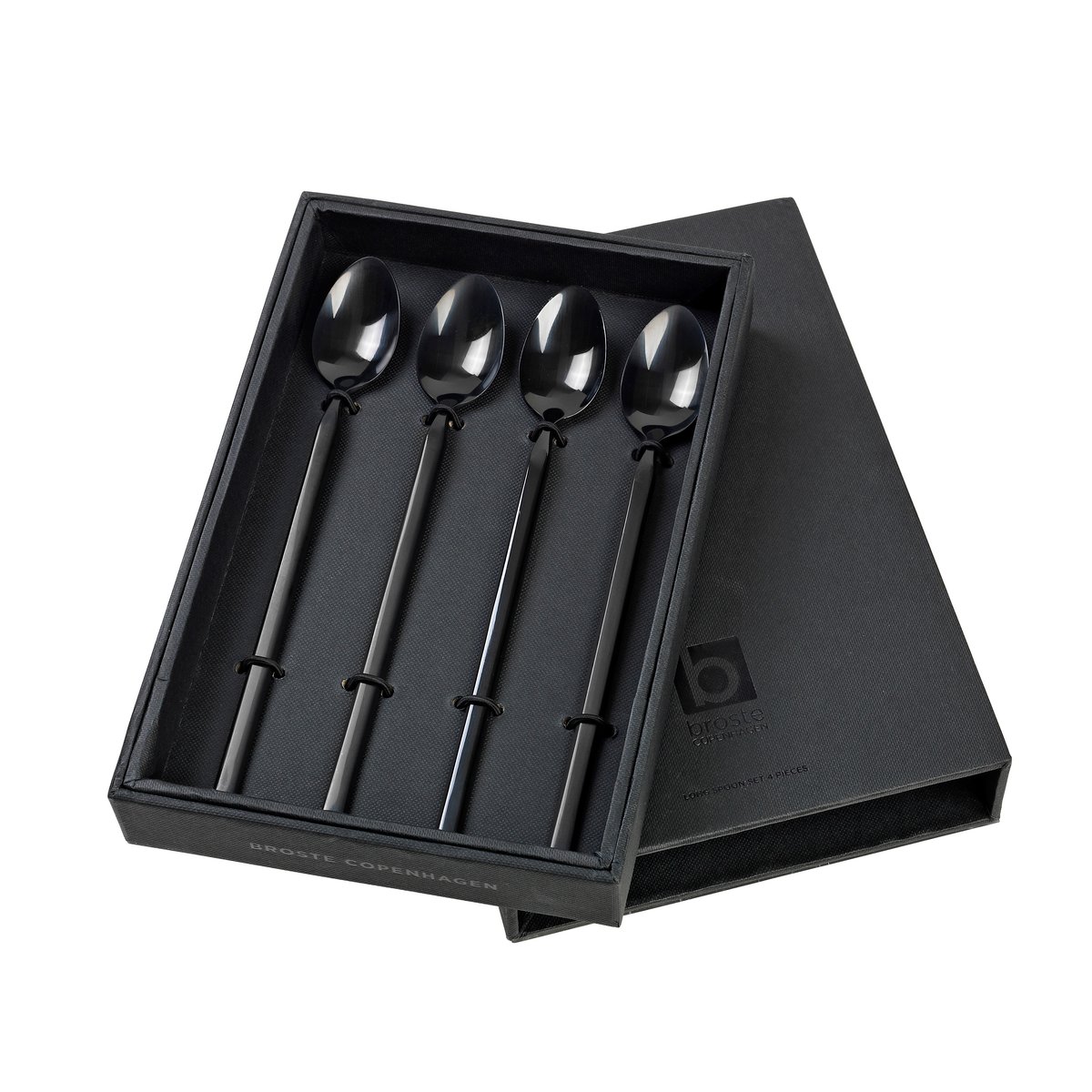 Broste Copenhagen Tvis lång sked 4-pack svart | Skandinavisk Design | Teskedar & Kaffeskedar | Svart