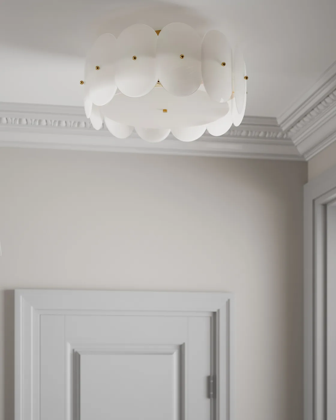 Omlott plafond Ø53 cm, Mässing-vit By Rydéns