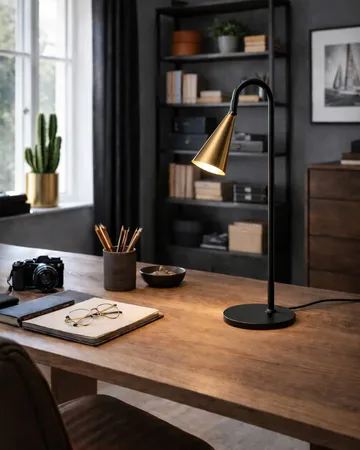 Spline bordslampa - Svart-mässing, 55 cm - By Rydéns