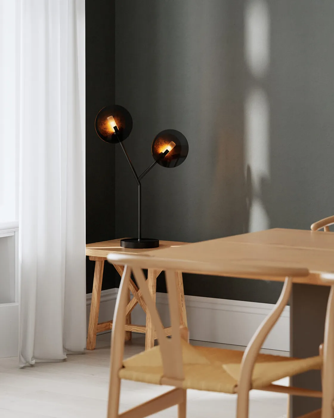 Turno bordslampa 59 cm, Matt svart-guld By Rydéns