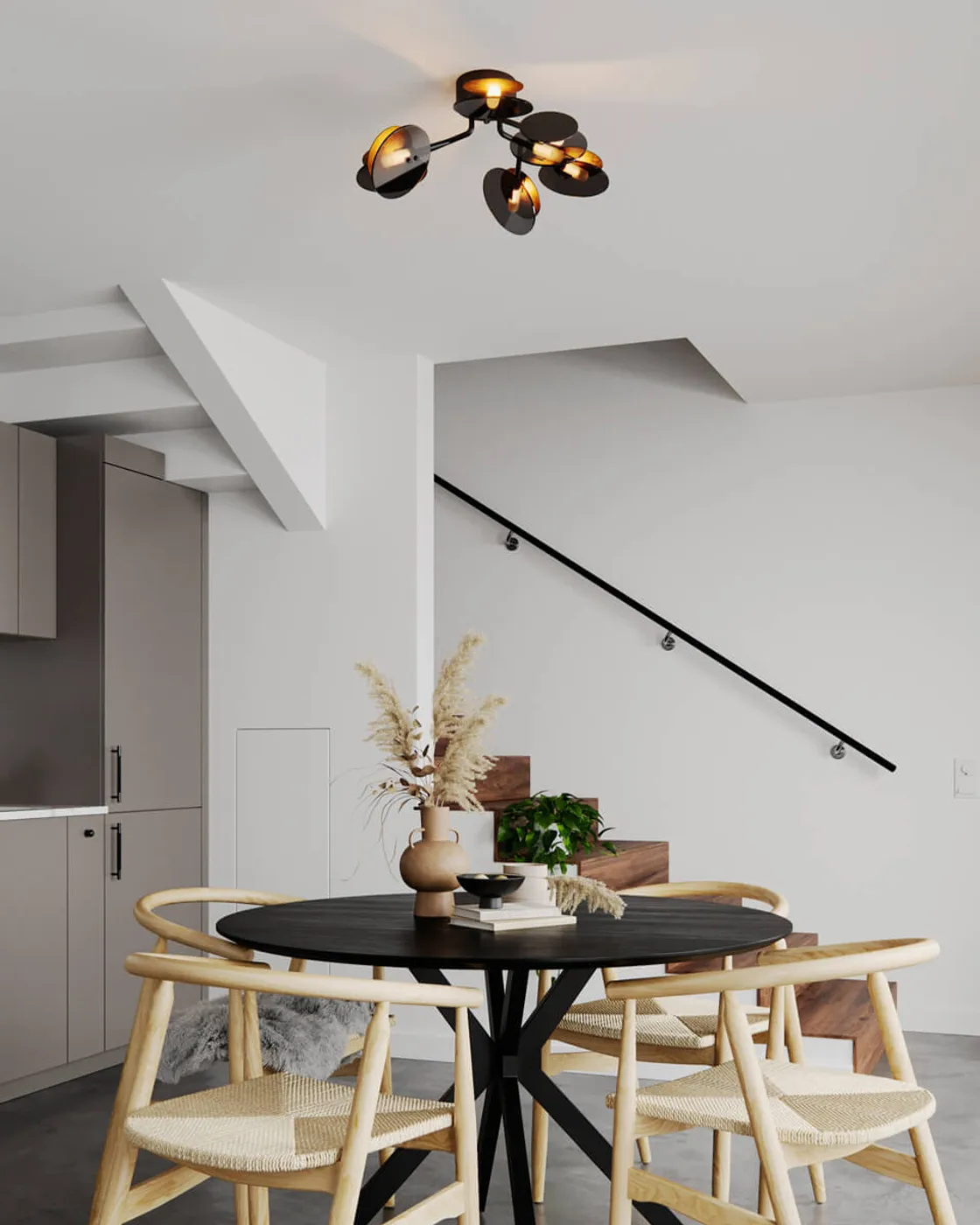 Turno plafond Ø66 cm, Matt svart-guld By Rydéns