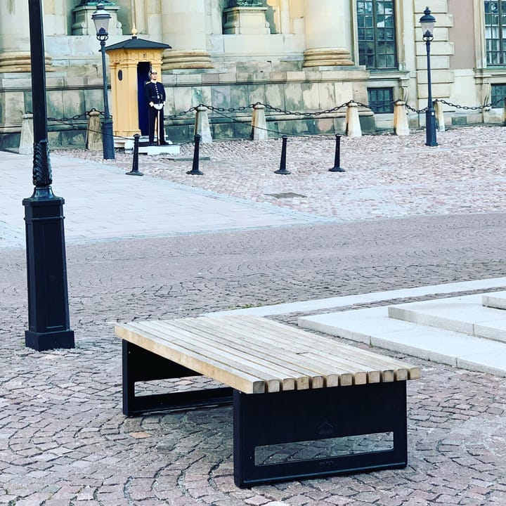 Block bänk, Ek olja, bred, rå aluminiumstativ Byarums bruk