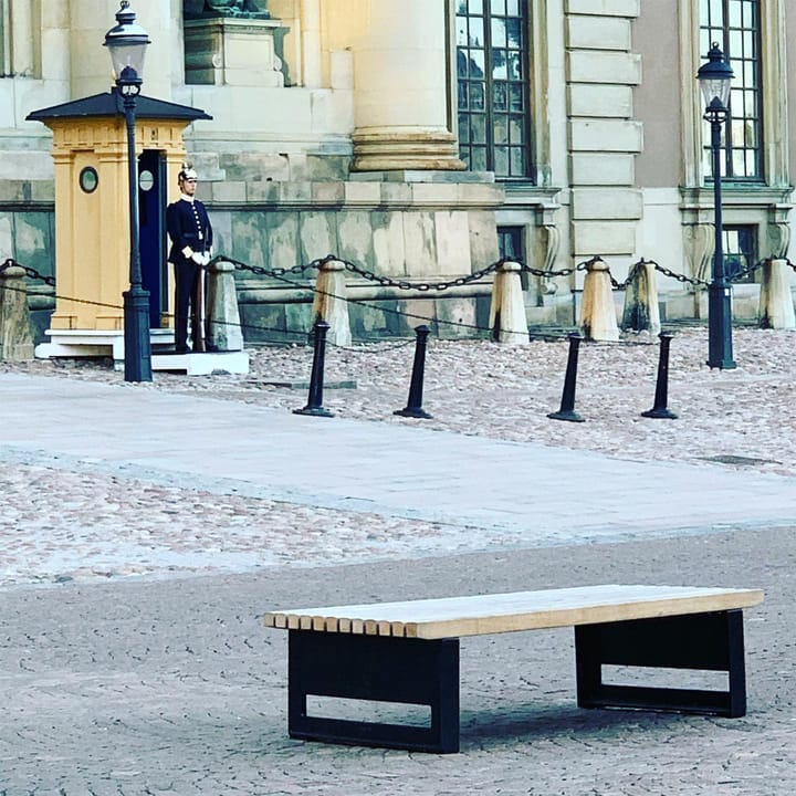 Block bänk, Ek olja, bred, svart stativ Byarums bruk